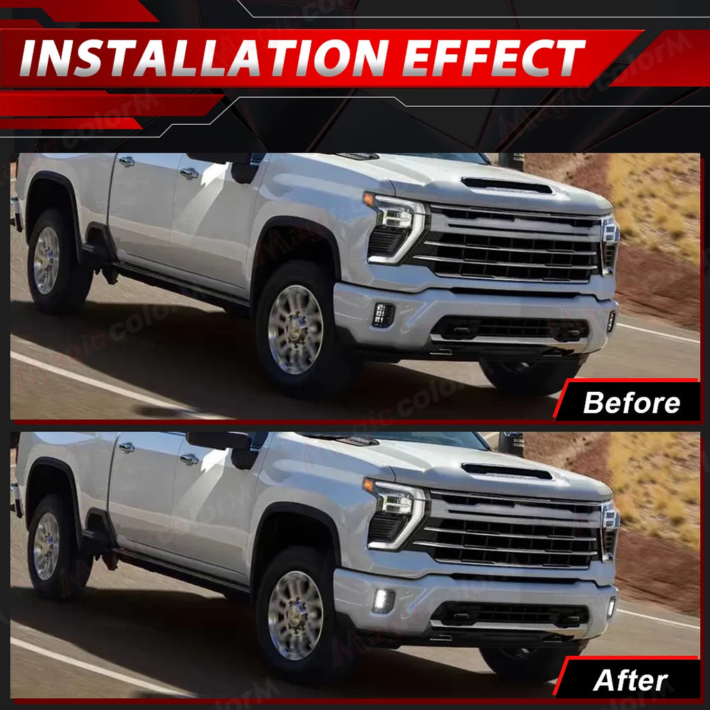 For Chevy Chevrolet Silverado 2500HD 3500HD 2024 2025 Car LED Fog Lamps Daytime Running Li | AUTOKITSHOP