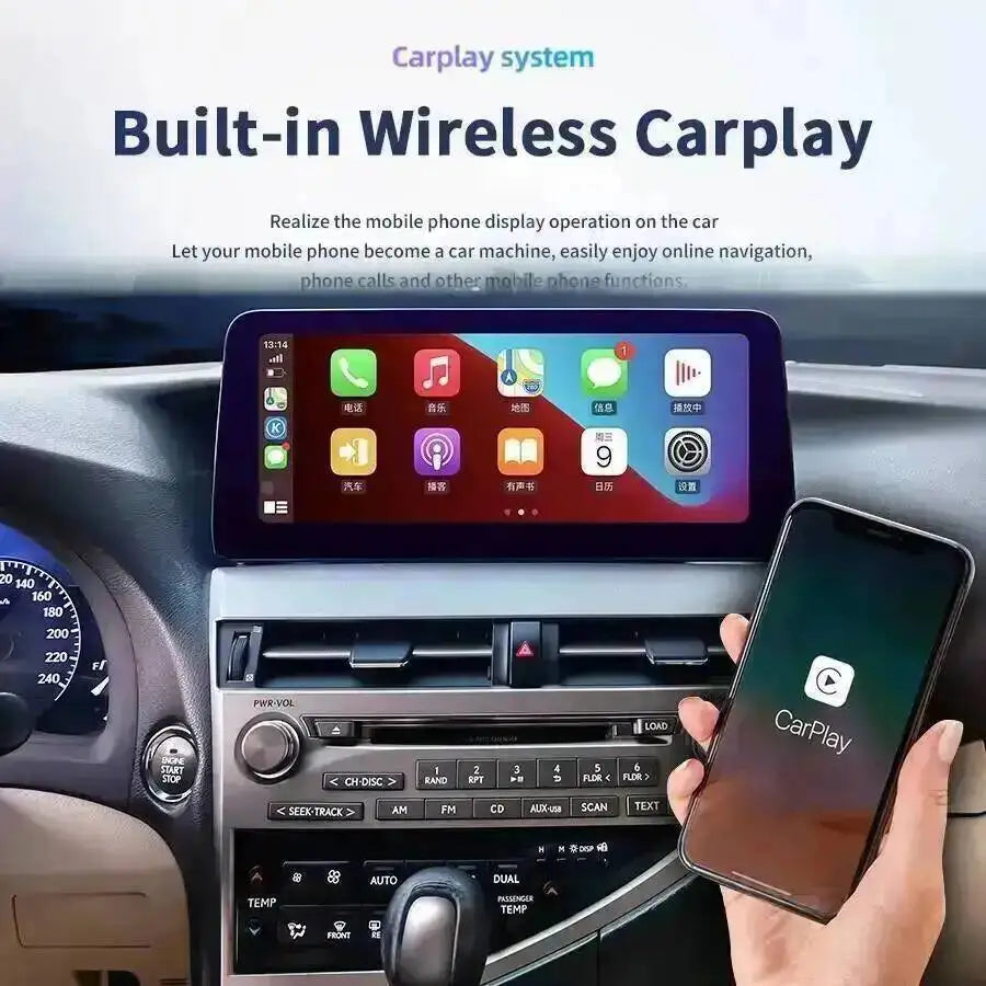 Wireless CarPlay Stereo Qled Screen Built-in 360 For LEXUS RX270 RX300 RX350 2009-2015 12.
