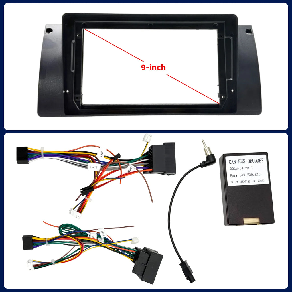 9 Inch Car Radio Panel Frame For BMW 5 Series E39 X5 E53 1999-2005 2-DIN Stereo Dash Kit B