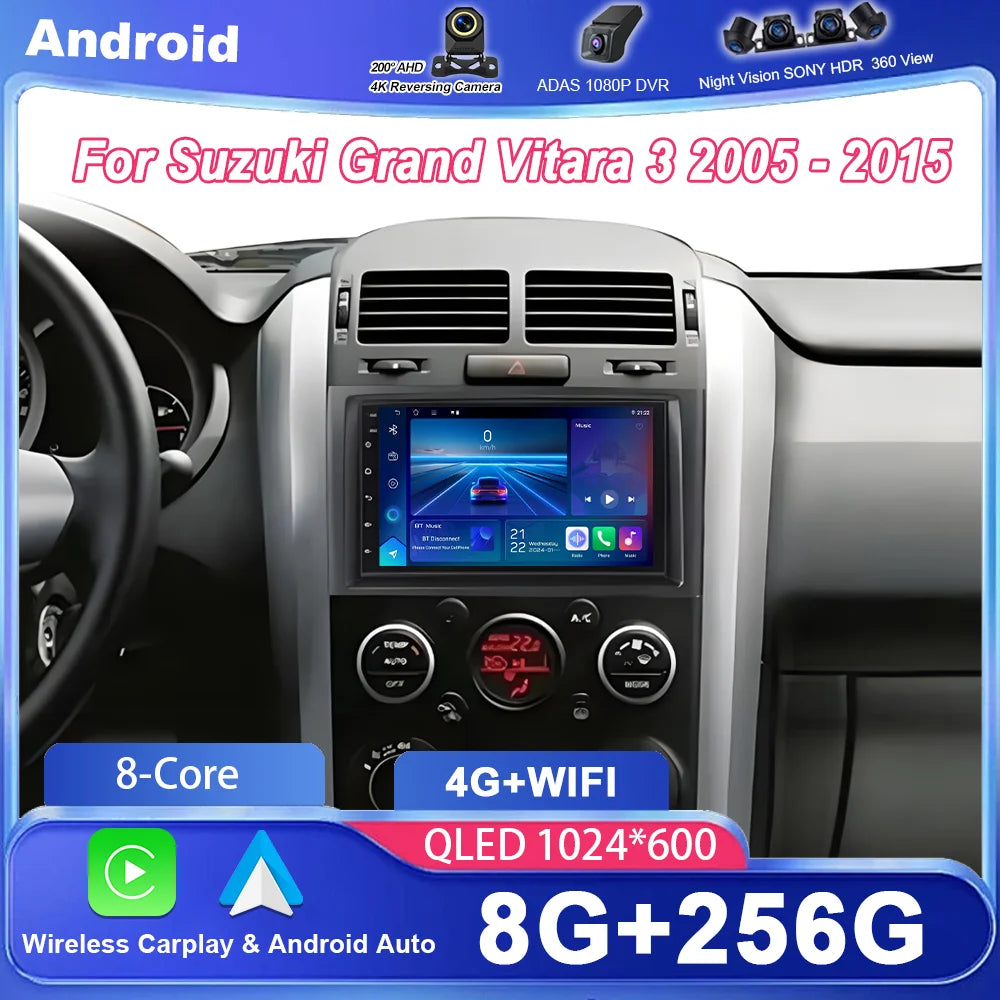 7 Inch Car Android Radio Stereo For Suzuki Grand Vitara 3 2005 -2015 Auto CarPlay Car Radi