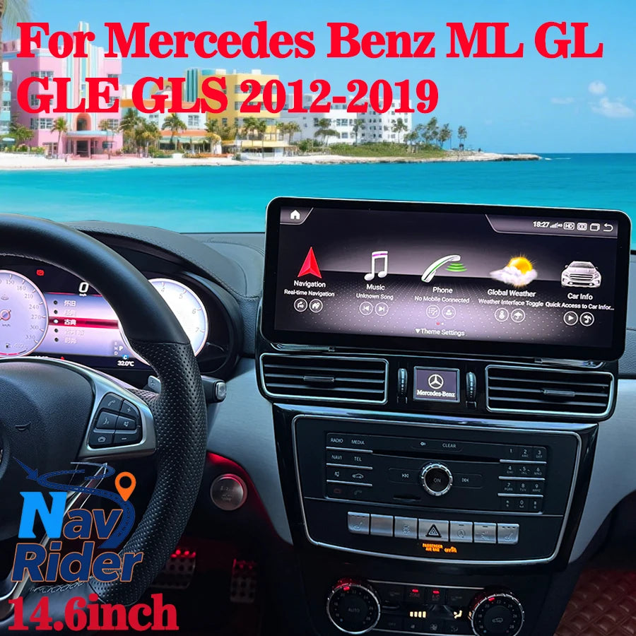 Android 14.6“ Ultra-thin Screen For Mercedes Benz ML GL GLE GLS W166 X166 2012-2019 Carpla