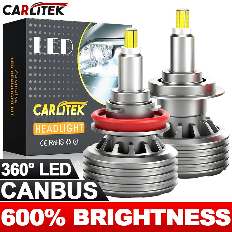 2X H7 H11 LED 360 3D CSP Canbus H1 H8 H9 HB3 9005 HB4 9006 LED Car Headlight 6000K Fog Lam