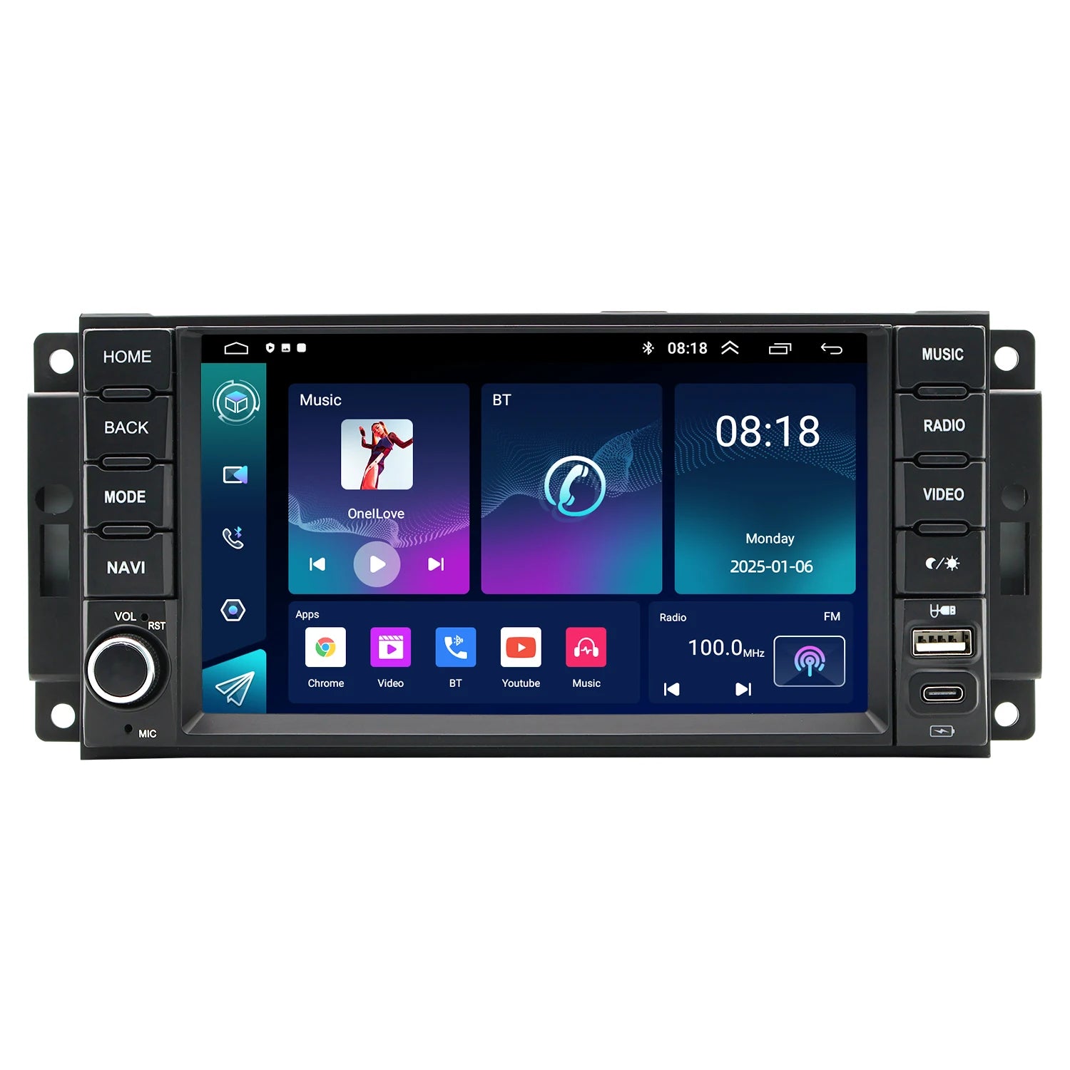 7" Car Radio GPS for Jeep Commander Compass Grand Cherokee 2005-2011 - Wireless CarPlay Android Auto Bluetooth Steering