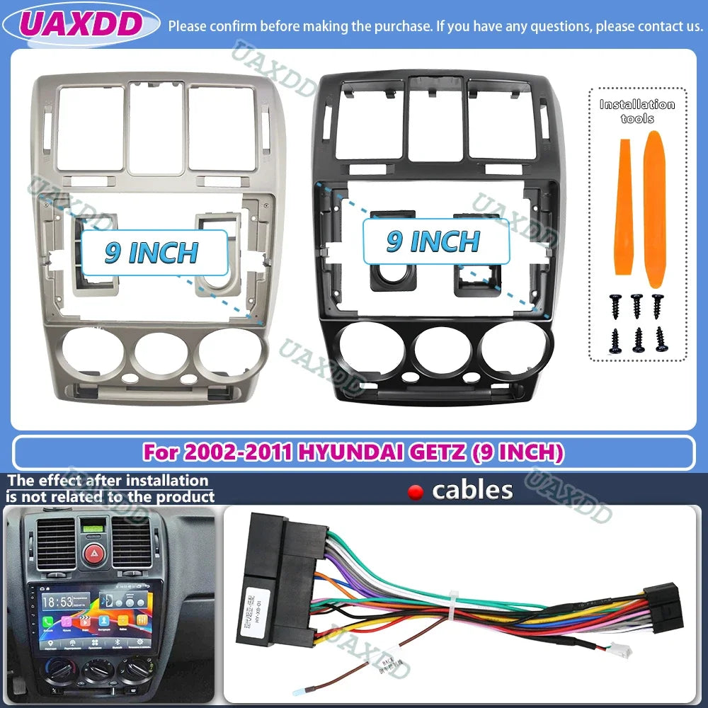 For 2002-2011 Hyundai GETZ 9inch 2 Din Car stereo radio Android frame panel fascia cable v