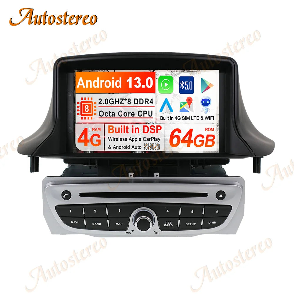 Carplay Android 13 Car DVD Player For Renault Megane 3 Fluence 2009-2016 Headunit GPS Navi