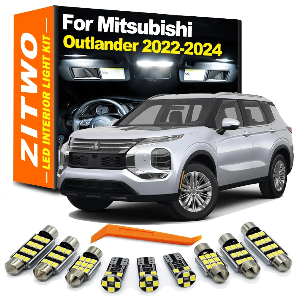 ZITWO 12Pcs LED Interior Dome Map Light Bulb Kit For For Mitsubishi Outlander IV MK4 4 2022 2023 2024 License Plate Lamp Canbus