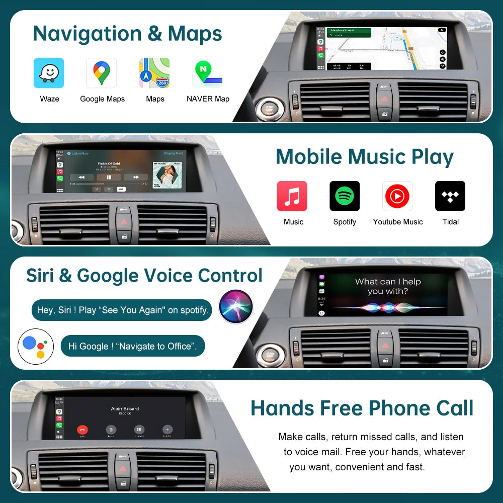 RoadTop Wireless CarPlay for BMW Series 1 E81 E82 E87 E88 CIC 2008-2012 with Android Auto