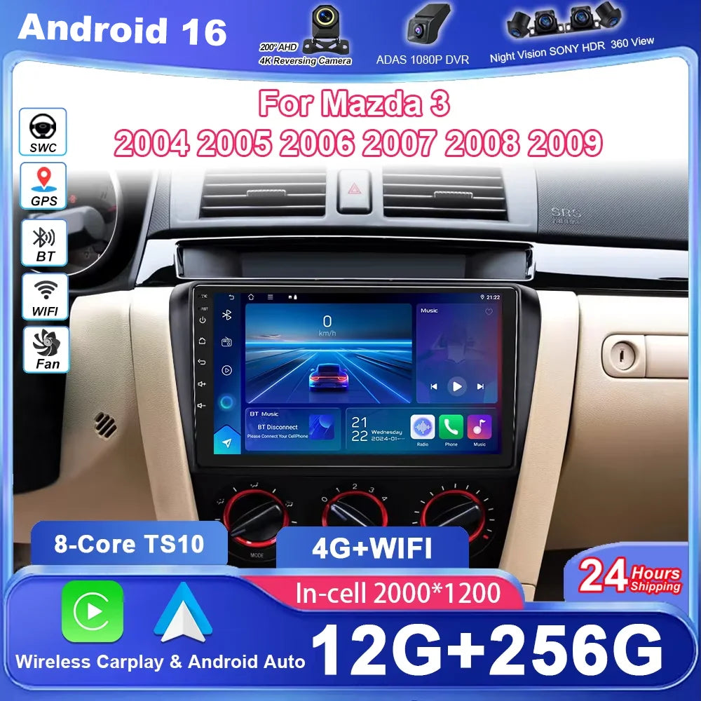 Android For Mazda 3 2004 2005 2006 2007 2008 2009 Car Radio Multimidia Player GPS Navigati