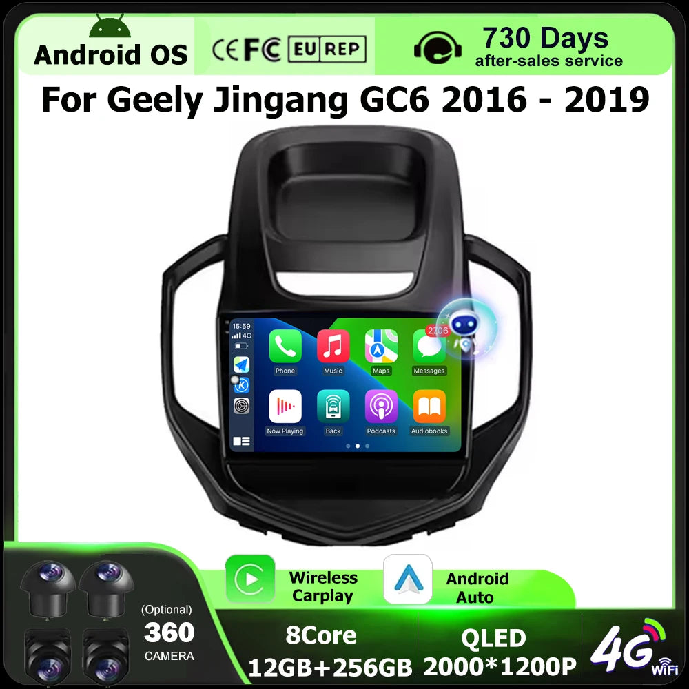 QLED Screen Car Radio Multimedia Video Player GPS Navigation For Geely Jingang GC6 2016 -
