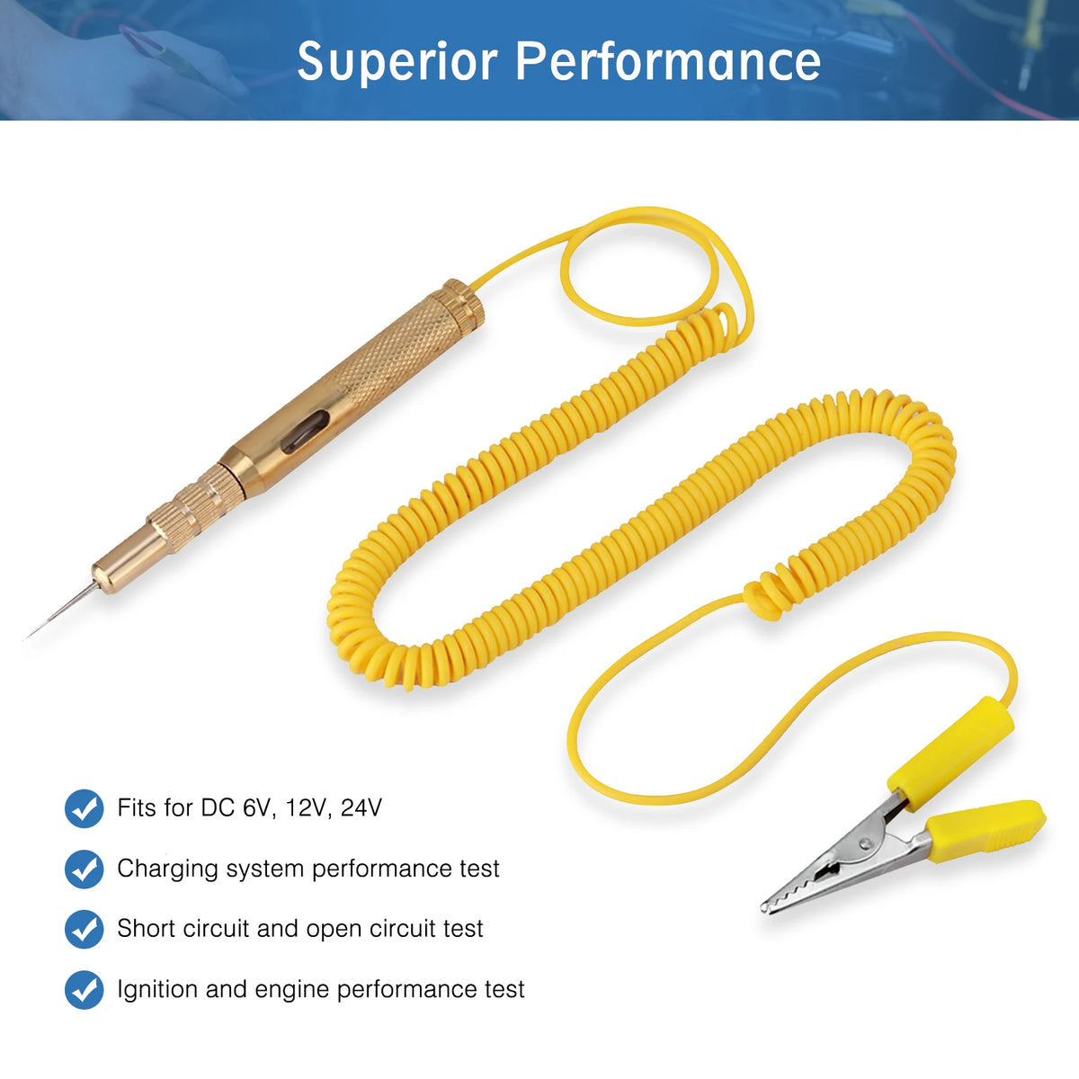 Auto Car Vehicle Circuit Tester DC 6V 12V 24V Light Bulb Voltage Test Pen Pencil Yellow - Canbus LED Car Light