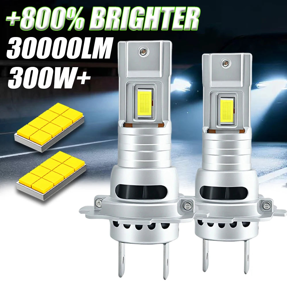 Ampoule Led H7 Headlight Bulbs 30000LM Super Bright LED CANBUS Lights for Car 6000K Wirele