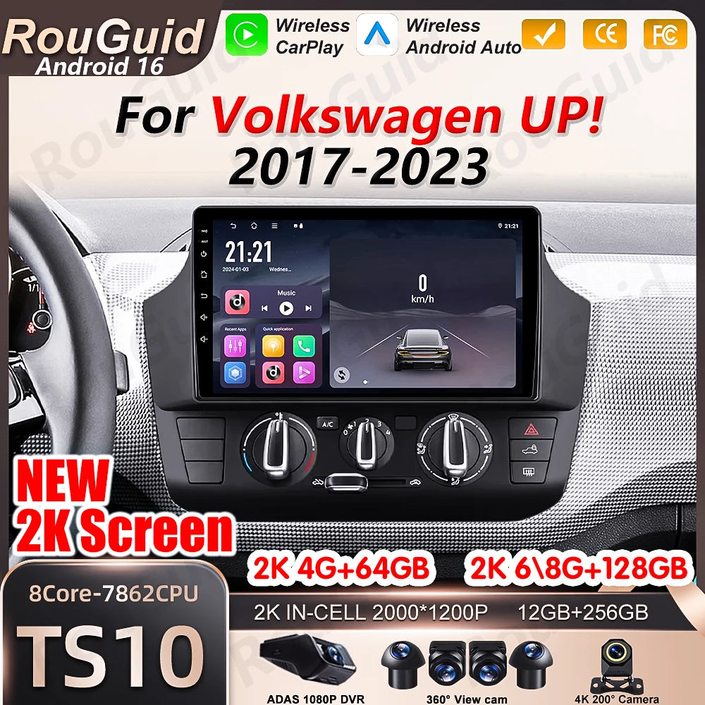Android 16 Car Radio For Volkswagen UP 2017 2018 2019 2020 2021 2022 2023 Carplay Multimed | AUTOKITSHOP