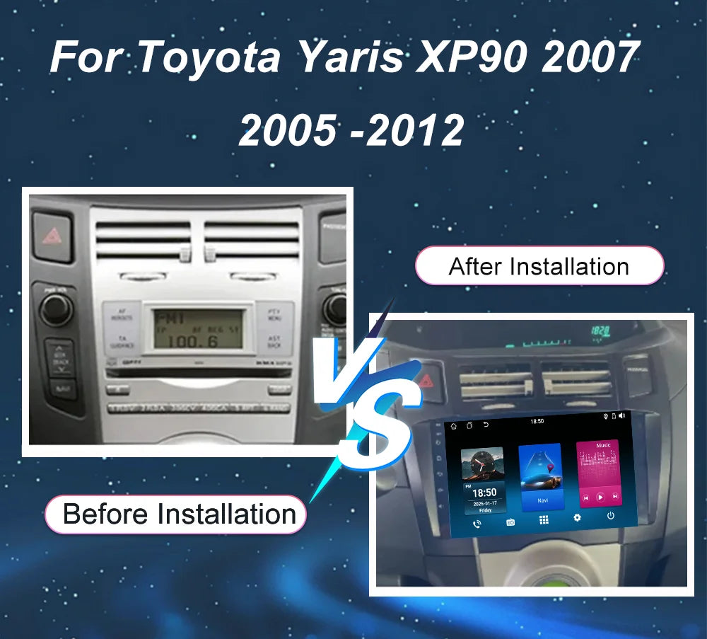 Car Android 15 GPS Navigation Car For Toyota Yaris XP90 2007 2005 -2012 Auto Radio Stereo