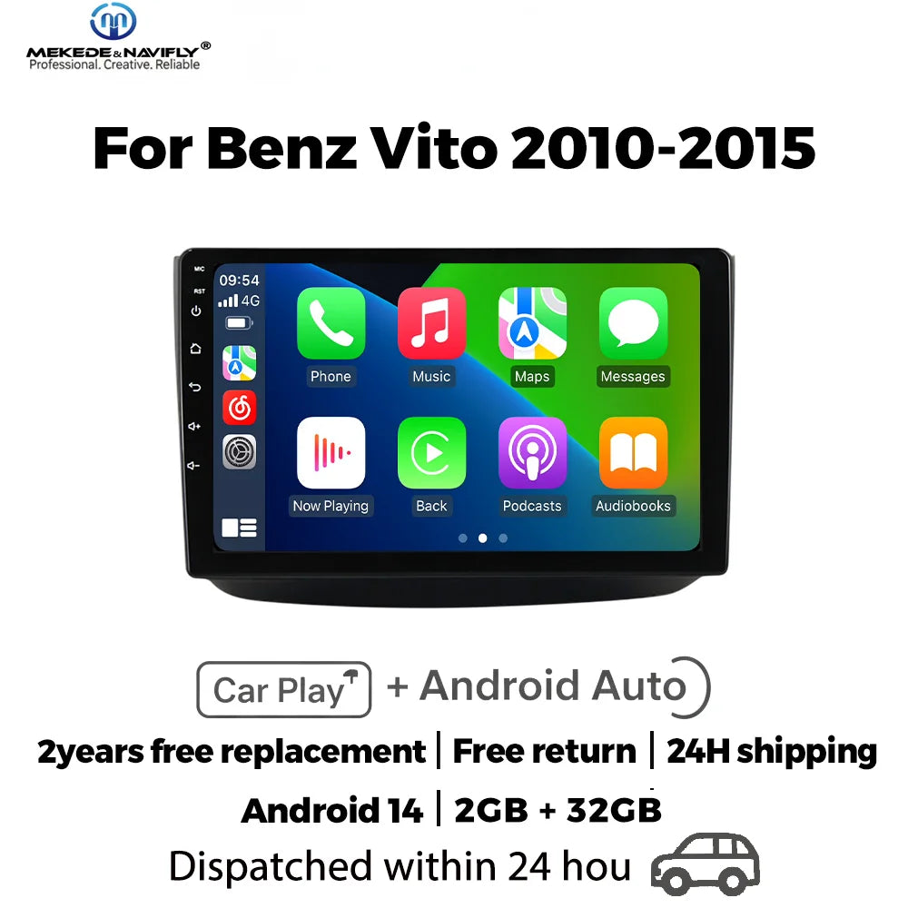 IPS Touch Screen 10inch Car Radio For Mercedes Benz Vito W639 Viano W639 2003-2015 Carplay