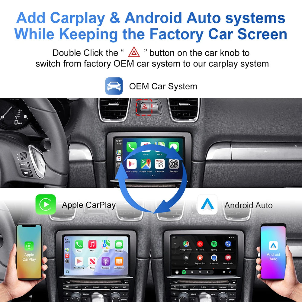 Wireless CarPlay Android Auto Retrofit Kit Decoder Box for Porsche Cayanne Cayman Boxster
