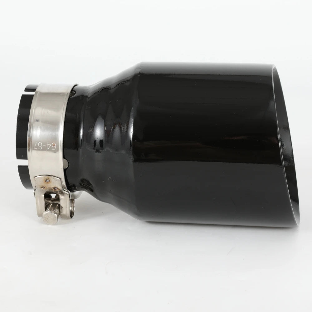 1 PC Car Modified Stainless Steel Glossy Black Exhaust Pipe Universal Bevel Edeg Shiny Muffler T - Automotive LED Light