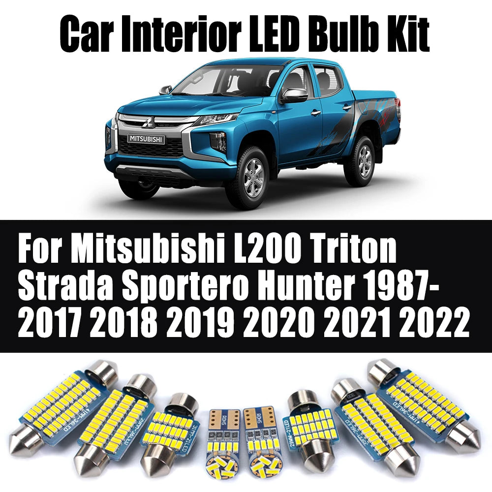 LED Interior Light Kit for Mitsubishi L200 Triton Strada Sportero Hunter 1987- 2017 - Canbus Dome Map Door Trunk Bulb...