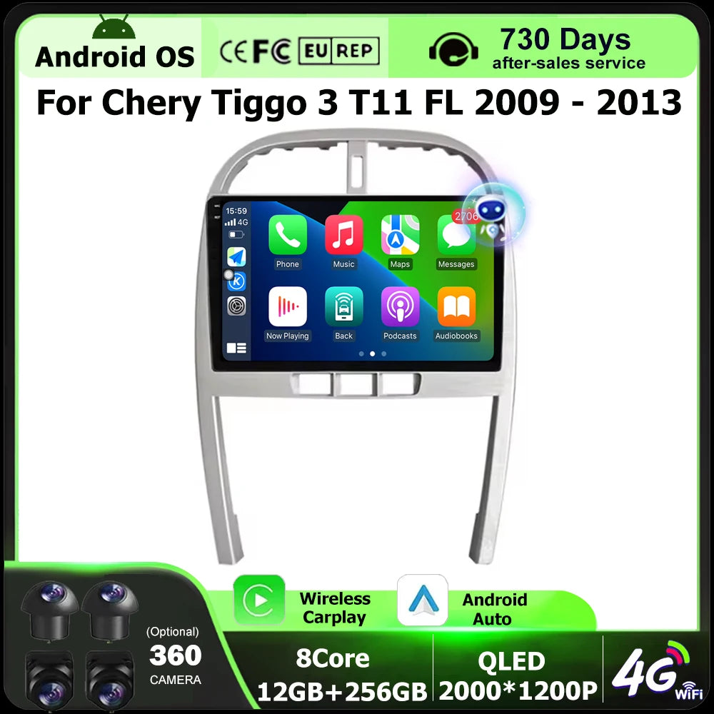 Android 16 Auto For Chery Tiggo 3 T11 FL 2009-2013 Car Radio Multimedia Video Player GPS N