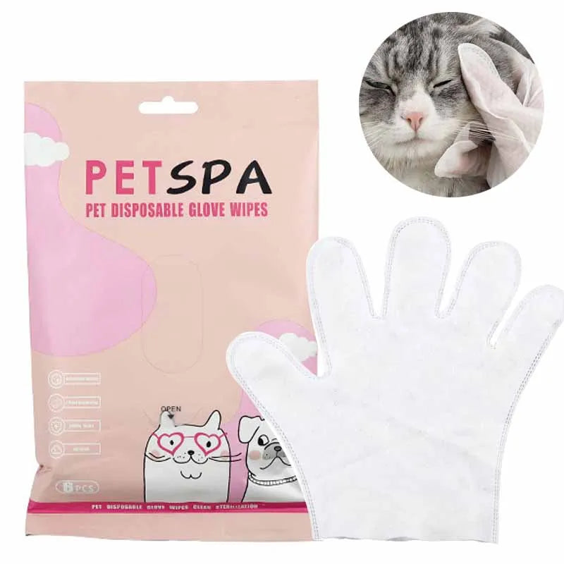 6pcs Pet Disposable Gloves Cat Dog Wipes No Rinse Washing Gloves Grooming Pet Cat Dog Ear Eye Cl - Automotive LED Light