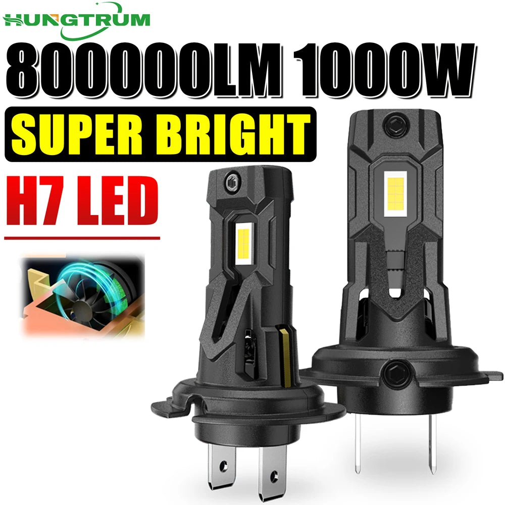 Upgraded H7 LED Headlight 9084 CSP CHIPS 800000LM 6000K White Light Super Bright Headlamp