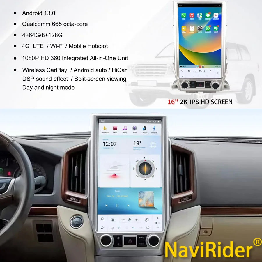 16inch Android Screen For Toyota Land Cruiser 200 LC300 2016-2020 Car Radio GPS Carplay Na | AUTOKITSHOP