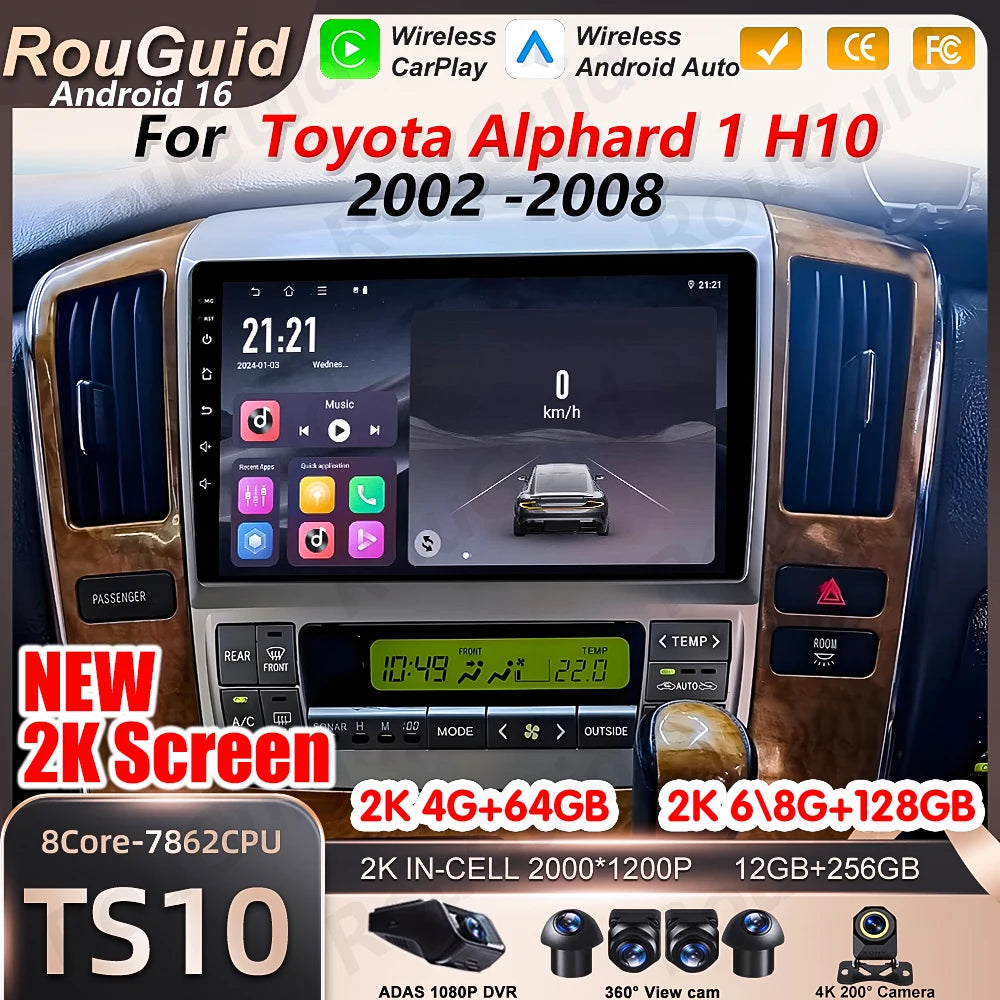 Android 16 Auto Car Radio For Toyota Alphard 1 H10 2002 2003 2004 2005 2006 2007 2008 Vide | AUTOKITSHOP