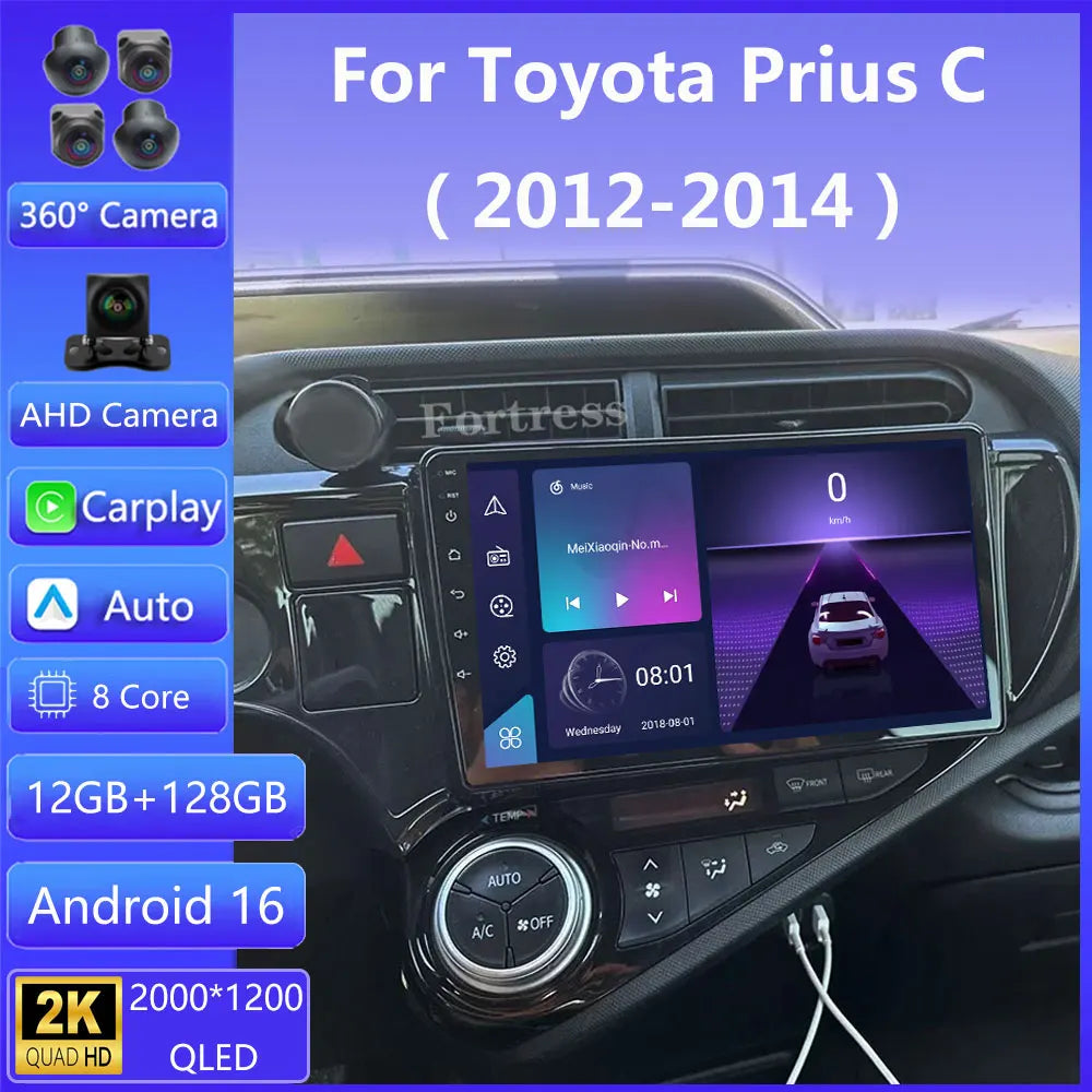 Android 16 Carplay 4G WIFI Car Radio For Toyota Aqua Prius C 2011-2017 Navigation GPS Mult
