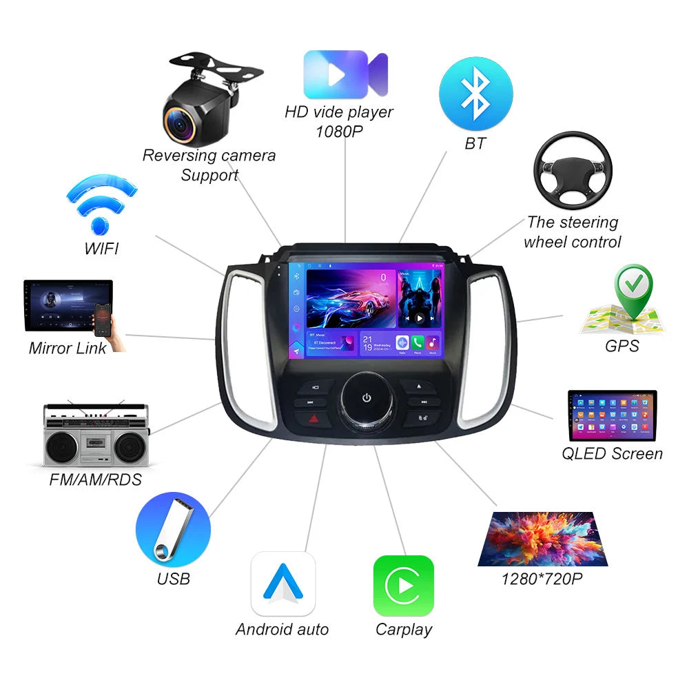 Android 16 For Ford Kuga 2 Escape 3 2012-2019 Wireless Carplay Car Radio Stereo Multimedia | AUTOKITSHOP