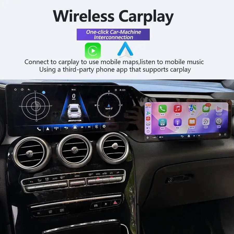 25inch For Mercedes Benz C Class GLC 2015-2022 Dual Screen Wireless Carplay Navi GPS Andro | AUTOKITSHOP