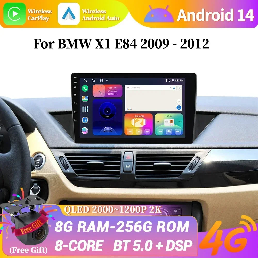 Android 14 For BMW X1 E84 2009 - 2012 Car Radio Multimedia Video Players Android Auto CarP