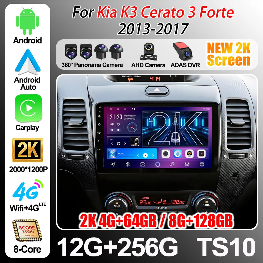 Car Radio Android 16 Carplay Auto For Kia K3 Cerato 3 Forte2013 2014 2015 2016 2017 Video  | AUTOKITSHOP