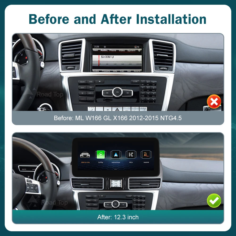 DE 12.3' Wireless CarPlay Android Auto Multimedia Linux NTG4.5 System Screen for Mercedes-
