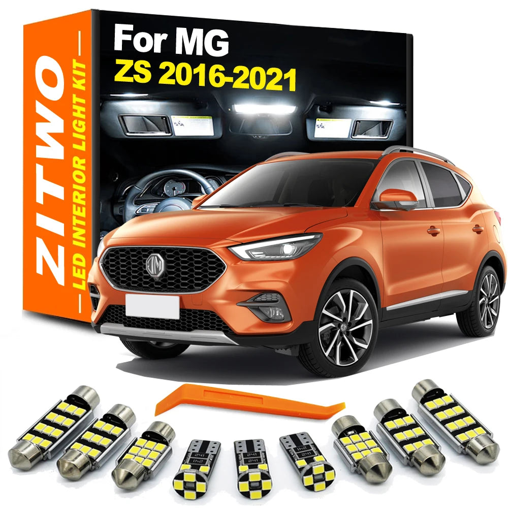 ZITWO 8Pcs Canbus LED Interior Dome Map Reading Light License Plate Lamp Kit For MG ZS 2016 2017 2018 2019 2020 2021