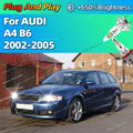 2/4Pcs LED Bulb Headlight Wireless 160W Auto Light Lamp Plug and Play 6000K For AUDI A4 B6
