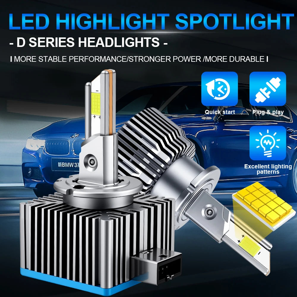 D3S D1S LED Headlights CANBUS Error Free With Turbo Fan D2S D4S D8S D1R D2R D3R D4R Led Li