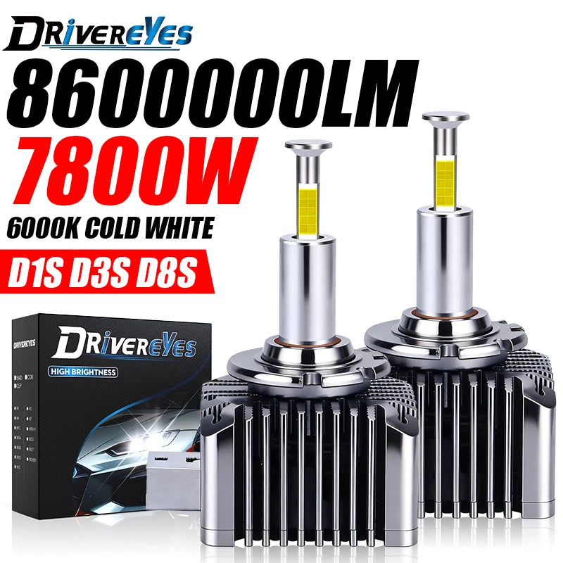 7800W D1S D3S LED Headlight 3D 360 HID D2S D4S Canbus D5S D8S D1R D2R D3R D4R 8600000LM Xe