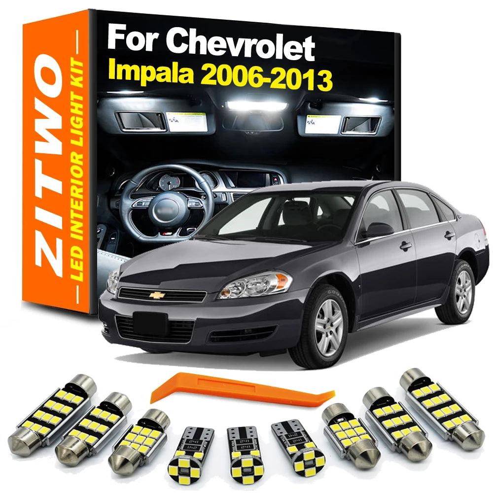 ZITWO 13Pcs Canbus LED Interior Dome Map Light Kit For Chevrolet Chevy Impala 2006 2007 2008 2009 2010 2011 2012 2013 Trunk Lamp