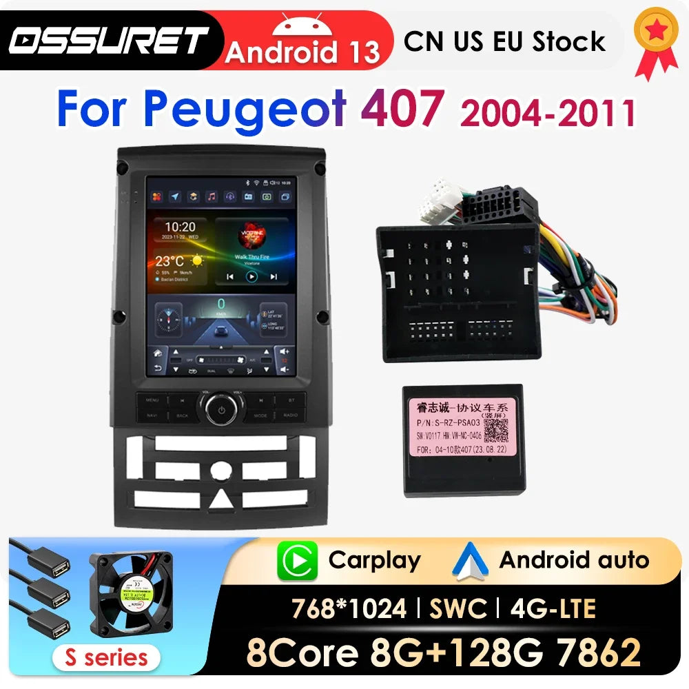 9.7inch Android Car Radio For Peugeot 407 2004-2011 Intelligent Stereo Multimedia Player G