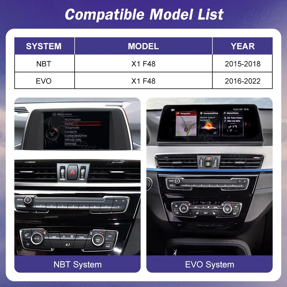 12.3inch Ultra Thin Touch Screen For BMW X1 F48 2015-2022 NBT EVO System Android Auto Wire | AUTOKITSHOP