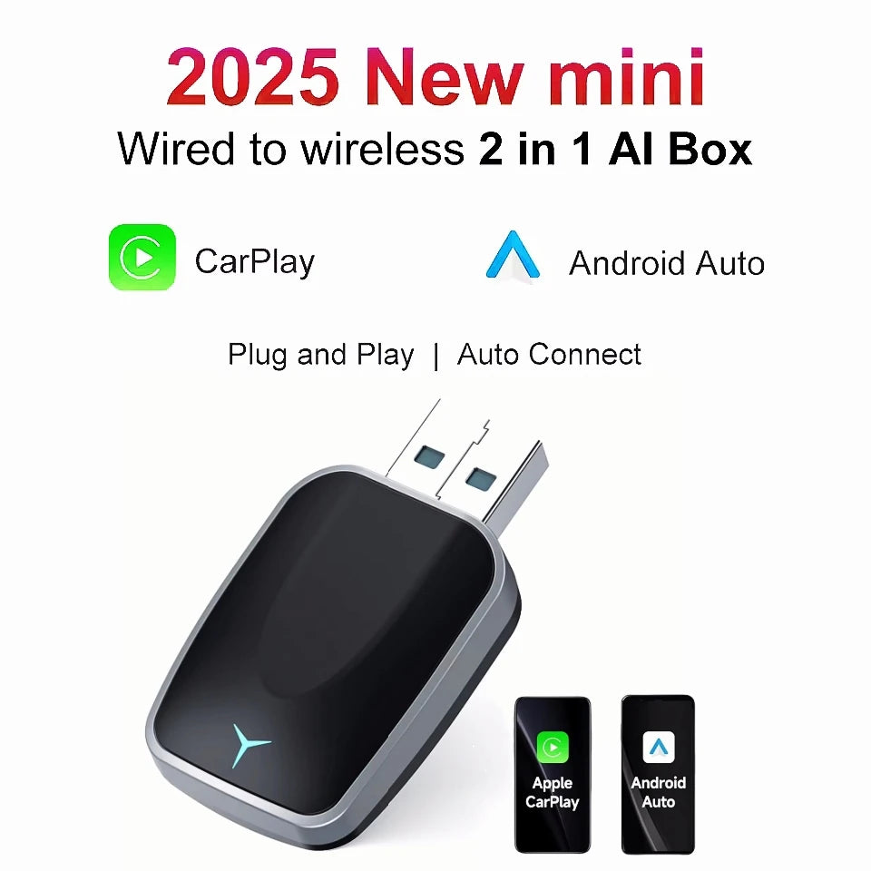 2025 NEW 2 In 1 Wireless Carplay AI Box Android Auto Plug And Play Applicable To Convert O | AUTOKITSHOP