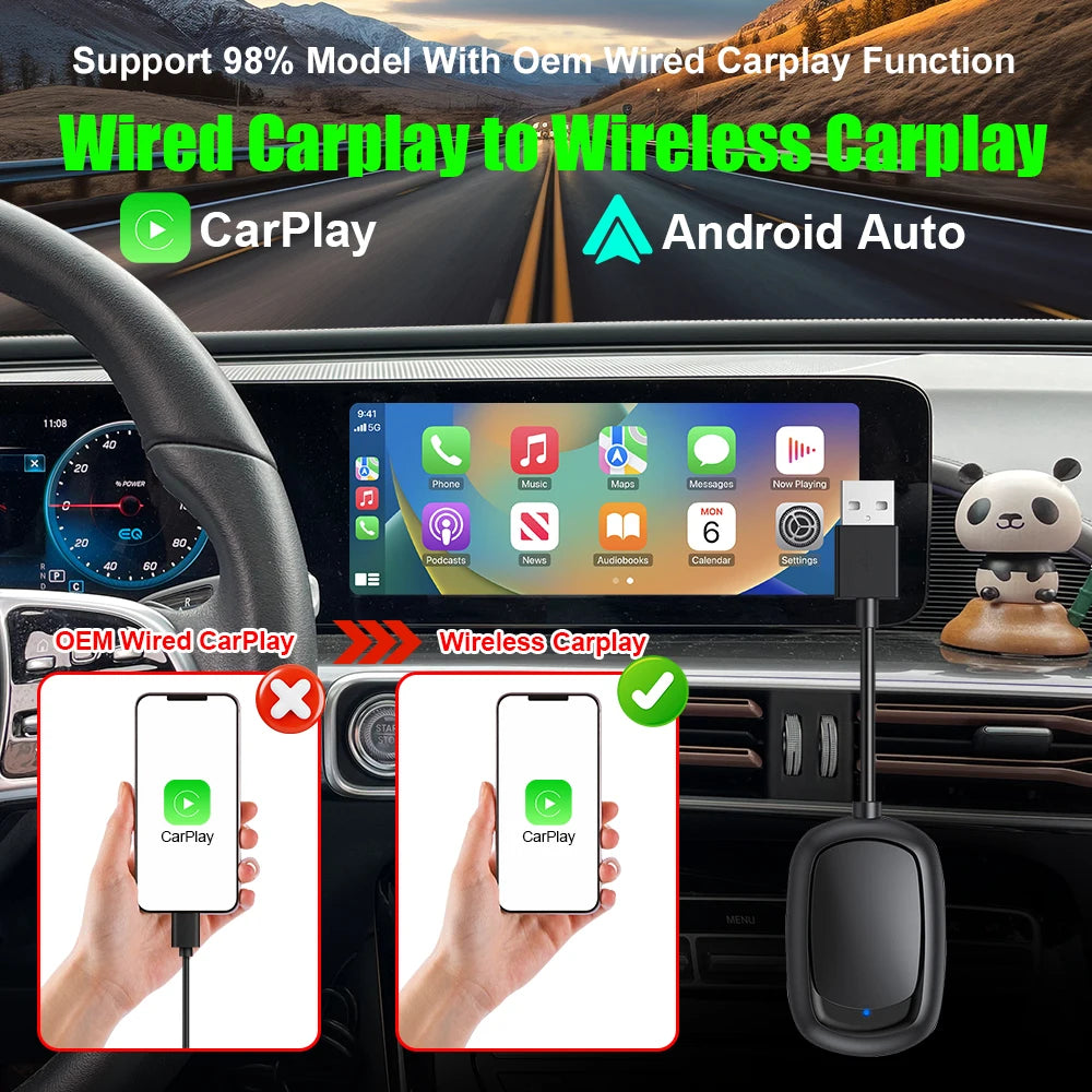 Upgrade Mini Wired to Wireless Android Auto Adapter for Wired Android Auto Car Smart Ai Bo