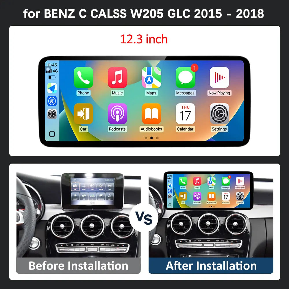 Android 16 Intelligent System for BENZ C CALSS W205 GLC 2015 - 2018 Car Video Multimedia P