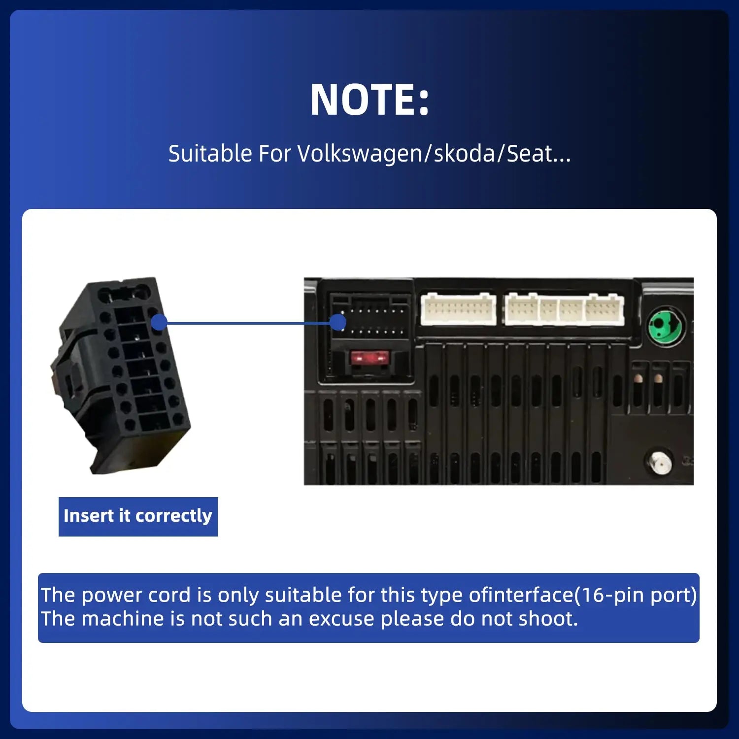Universal MQB Car Radio For Volkswagen VW SEAT Skoda Interface Power Connection Cable Mult