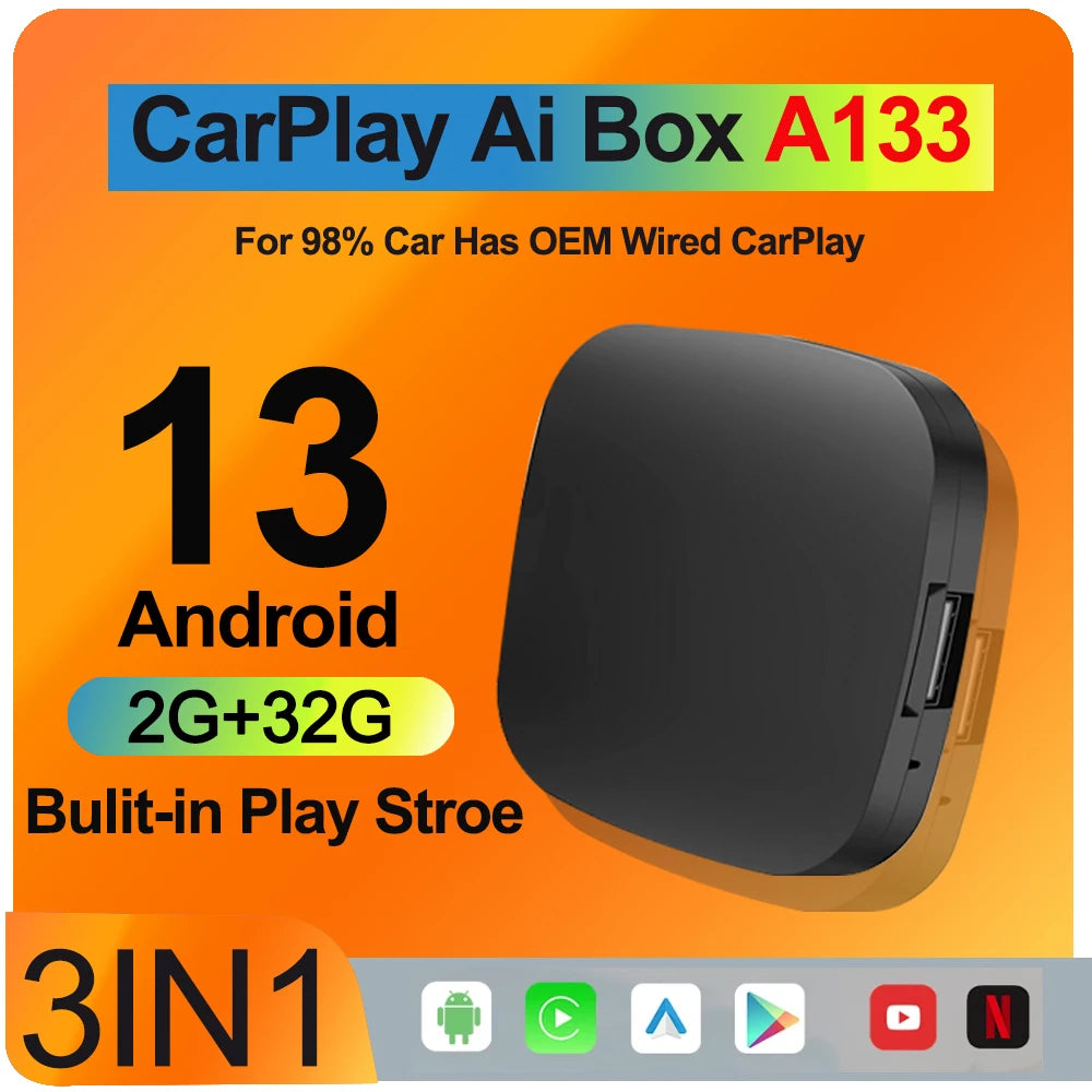 Android 13 Carplay AI Box Wireless Carplay Adapter Android Auto For Netflix Youtube VW Toy