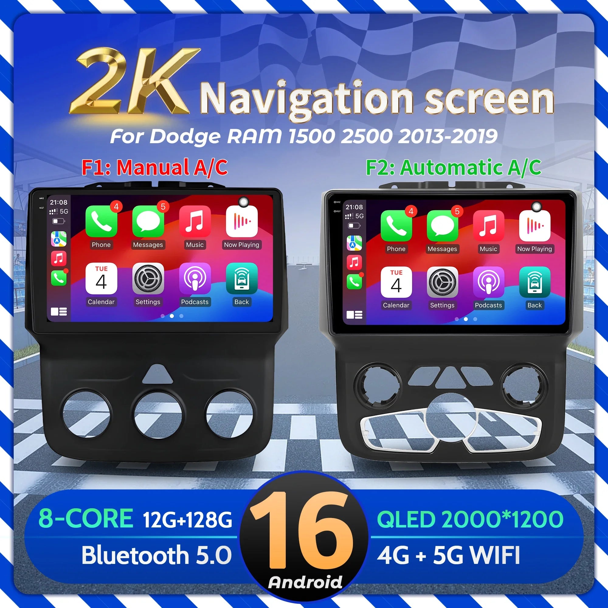 9" Car Radio For Dodge RAM 1500 2500 2013-2019 Android 16 Wireless BT Carplay Multimedia N