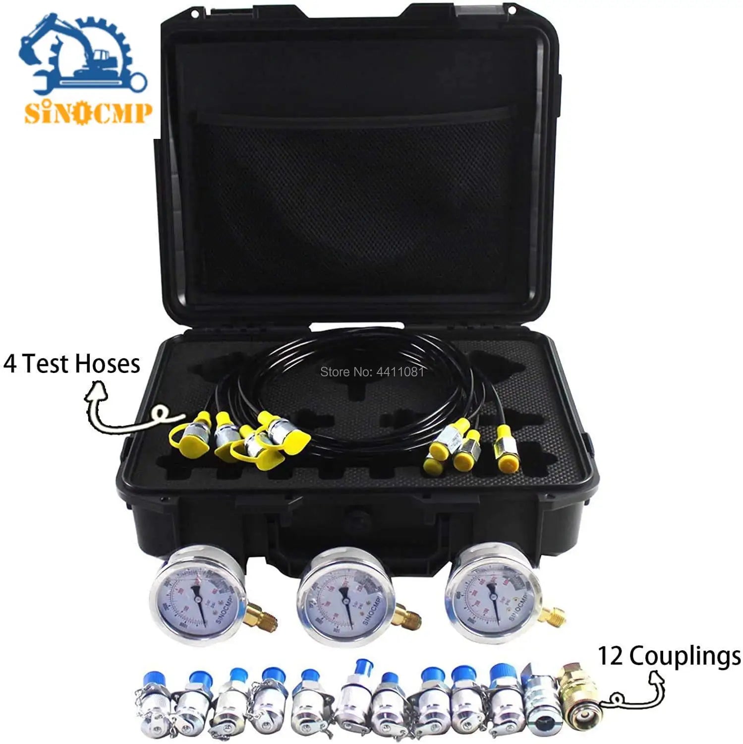 1set Hydraulic Test Gauge Kit for Excavators Pressure Gauges Kit Upgraded Version 25Mpa/40