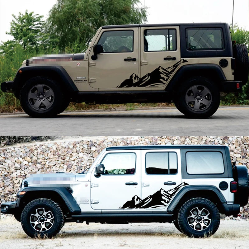 1 Pair Snow Mountain Car stickers Range Mountain Vinyl Car Decals Sticker For Jeep Wrangle