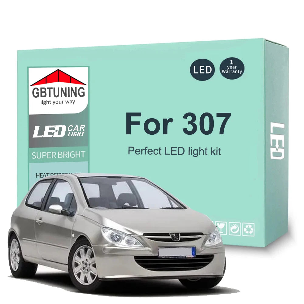 12-Piece LED Interior Light Kit for Peugeot 307 Hatchback SW CC Saloon - Canbus Error-Free Bulbs | AUTOKITSHOP