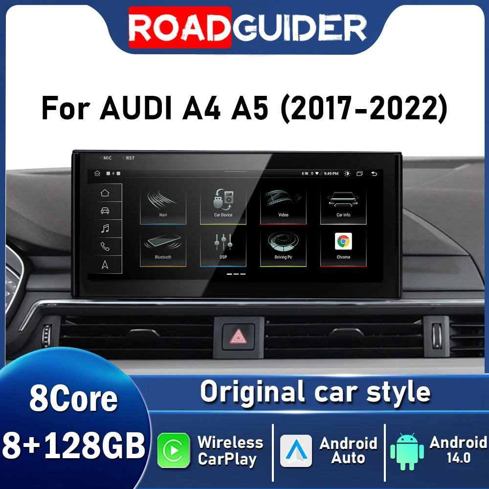 10.25 Android 14 Wireless Carplay For Audi A4 A5 Q5 B9 2016 - 2023 LHD Car Radio Multimedi