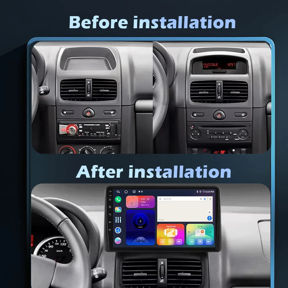 9 Inch Android 16 For Renault Clio 2 BB CB 2001 2002-2012 Car Radio Player CarPlay Video G